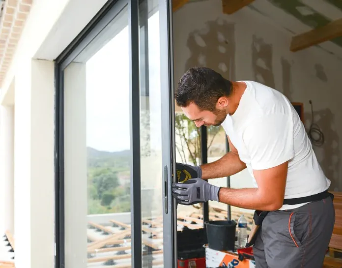 Pose d’une baie vitrée — précision & calage